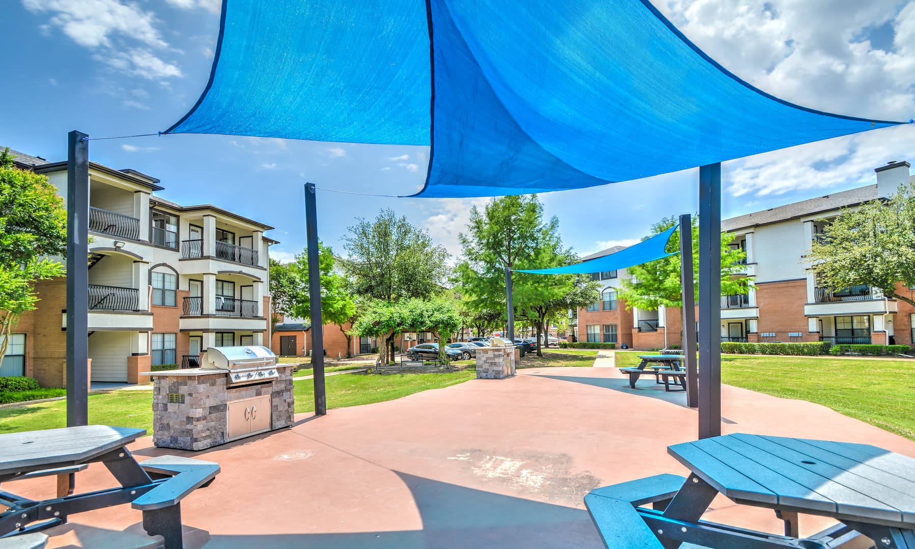 grilling stations and seating by pool