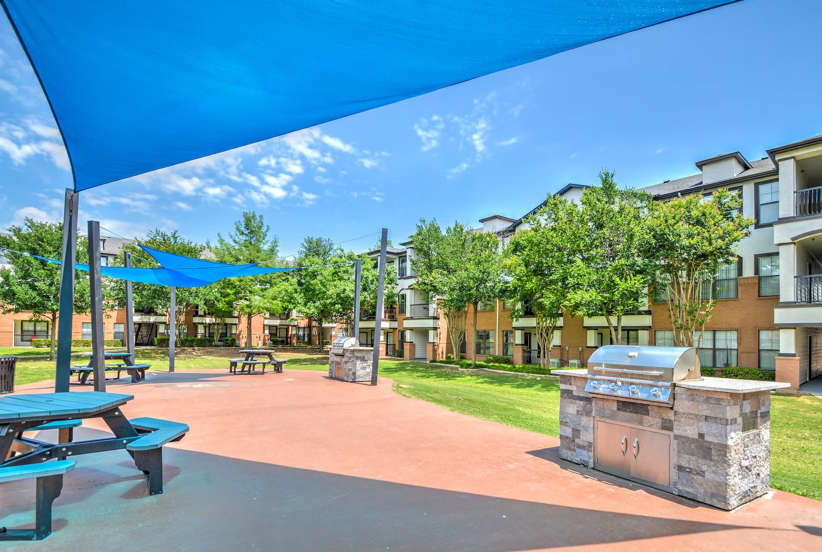 grilling stations and seating by pool